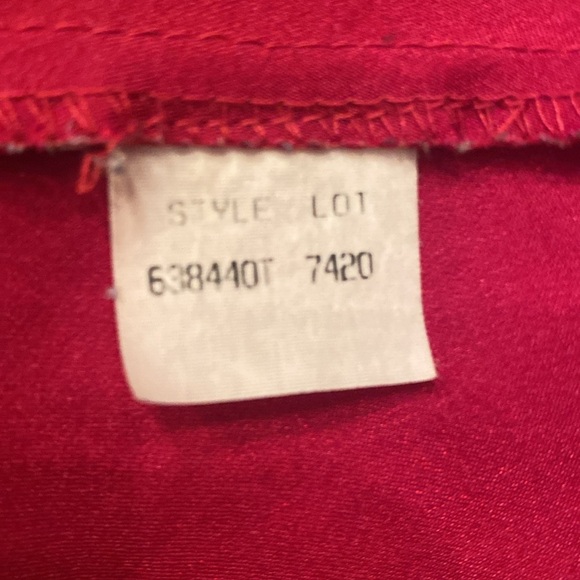OSCAR DE LA RENTA Vintage 70s Silk Sateen ruby red caftan like v-neck maxi dress - Picture 11 of 14